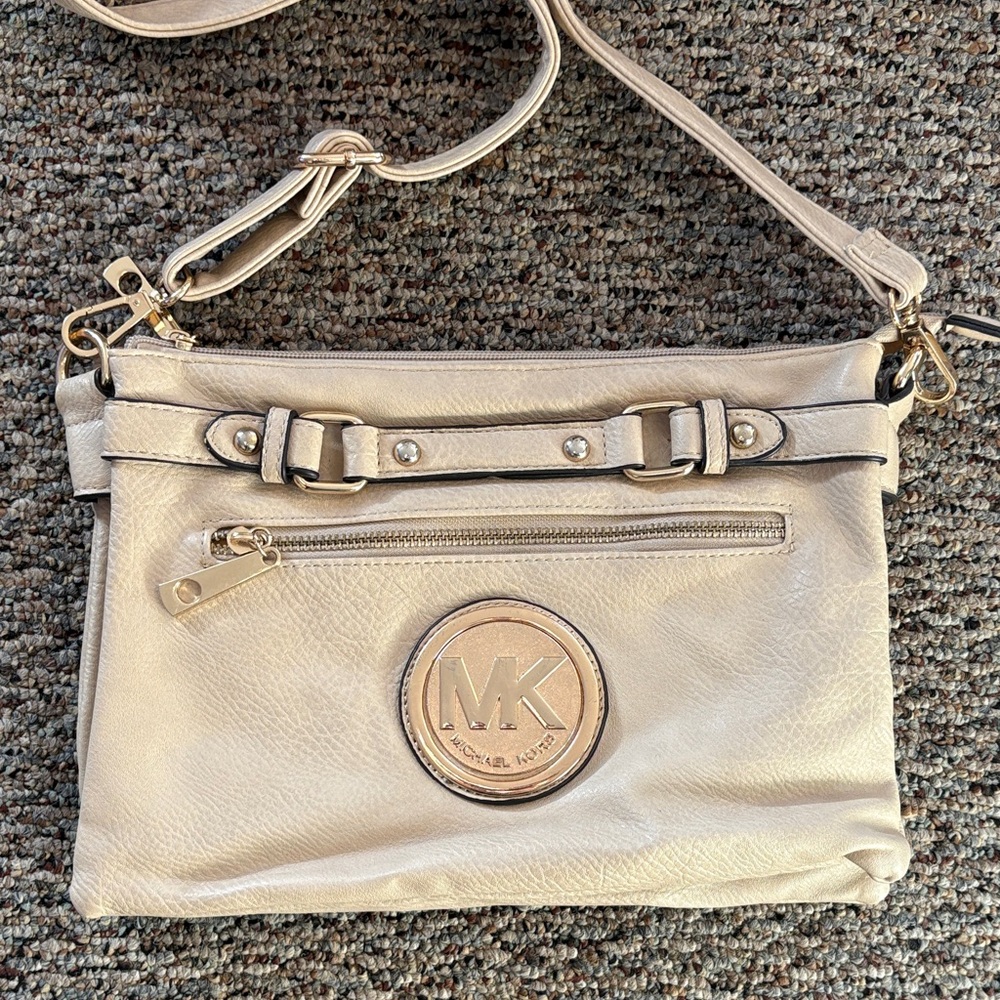 Women’s patent leather Cream with gold hardware Crossbody Bag